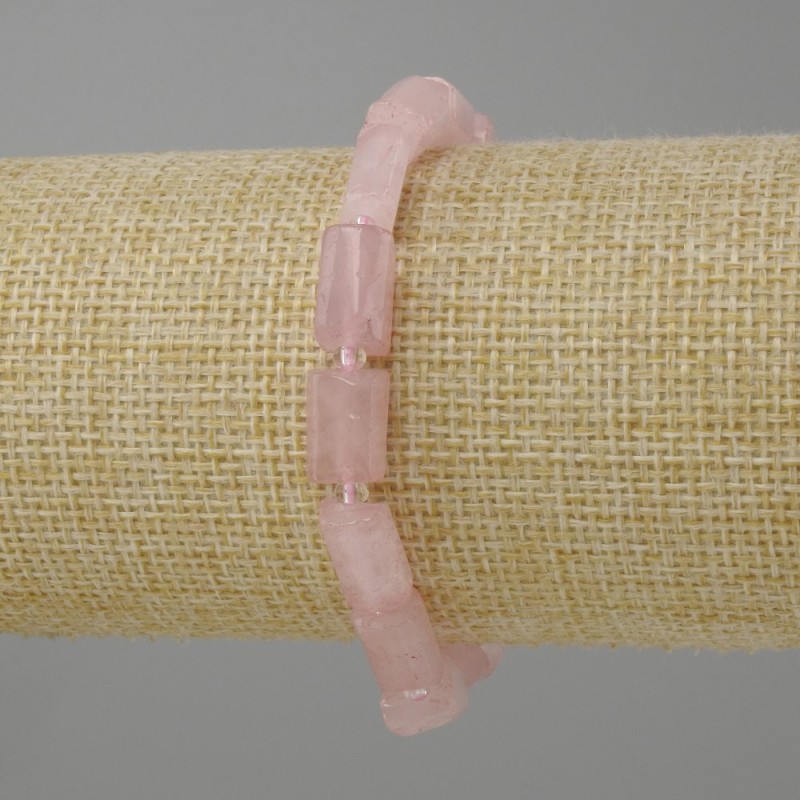 Bransoletka Różowy kwarc cięte, średnica 10-12x6-7 mm +- koraliki 3 mm +-, długość 18 cm +- typu stretch