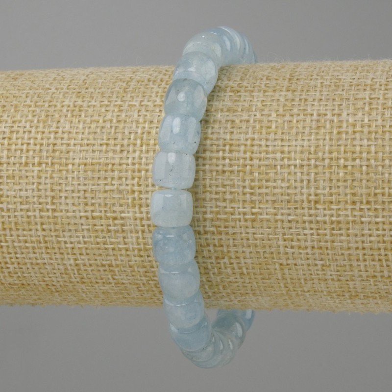 Bransoletka z akwamarynu ronder, średnica 8x7 mm+-, długość 18 cm +- na gumce (strechu)
