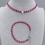 Zestaw choker i bransoletka Rubin Korund serce 4 mm +- Hematyt fasetowana kulka 2 mm +-, długość 34 cm + 5 cm łańcuszek, długość 18 cm + 5 cm łańc