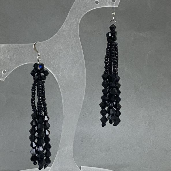 Kolczyki Czeskie kryształ, długość 90 mm +