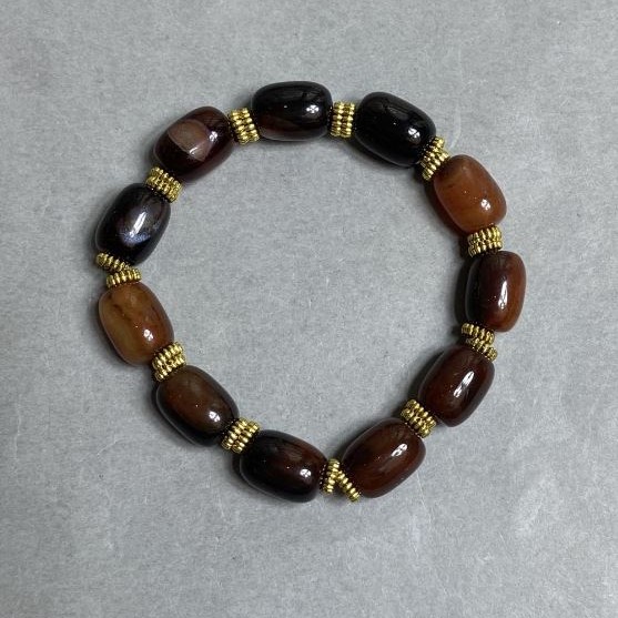 Bransoletka Agat beczułka 14x10 mm ± z wkładkami, długość 18 cm ± na gumce (strechu)