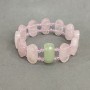 Bransoletka Różowy kwarc fasetowana ogniwko, średnica 20x10 mm+- Onyks ogniwko 20x10 mm+- Czeskie kryształ, długość 18 cm +- strecz