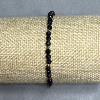 Bransoletka Agat fasetowana kulka, średnica 4 mm+- Hematyt kulka 2 mm+-, długość 18 cm +- stretch