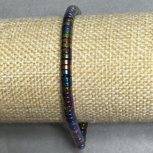 Bransoletka z hematytu ronder, średnica 5x2 mm +/- , długość 18 cm +/- strecz