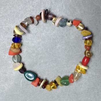 Bransoletka Agat Koral Cytryn drobina 6-13x2-6 mm +-, długość 18 cm +- strecz