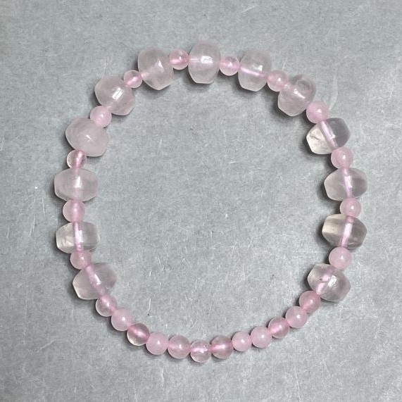 Bransoletka Różowy Kwarc kulka 4, 5 mm +- rondelek 9x7 mm +- , długość 18 cm +- stretch