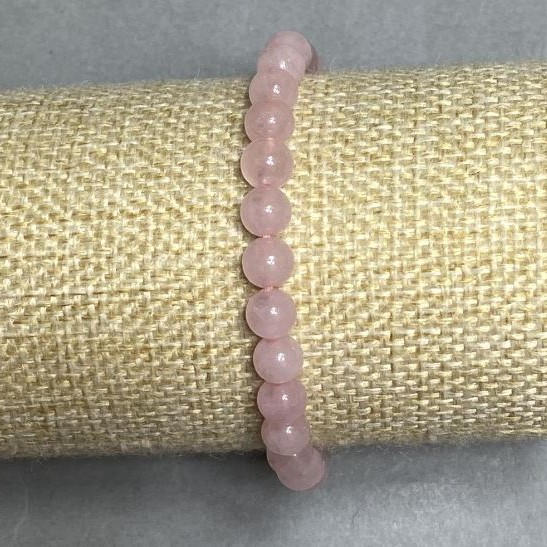 Bransoletka Różowy kwarc kulka 6 mm+-, długość 18 cm +- na gumce (strecz)