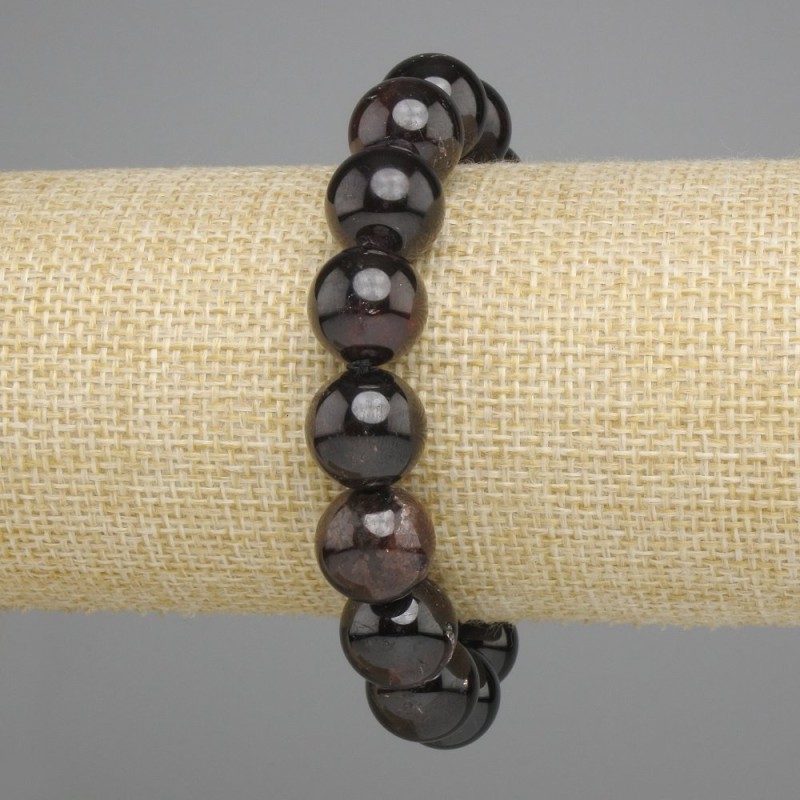 Bransoletka Granat gładka kulka, średnica 13 mm +- , długość 18 cm +- na gumce (strecz)