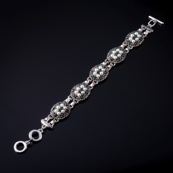 Bransoletka Liza z zielonego szkła 22 cm