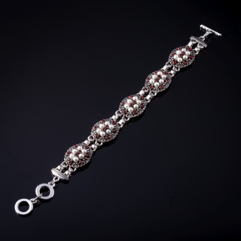 Bransoletka Liza z czerwonego szkła 22 cm