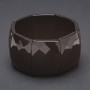 Bransoletka na gumce Elite czarny agat fasetowany prostokątne ogniwo 30x40 mm