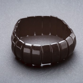 Bransoletka na gumce czarna (pres.) agat „łańcuszek” 21×9 mm