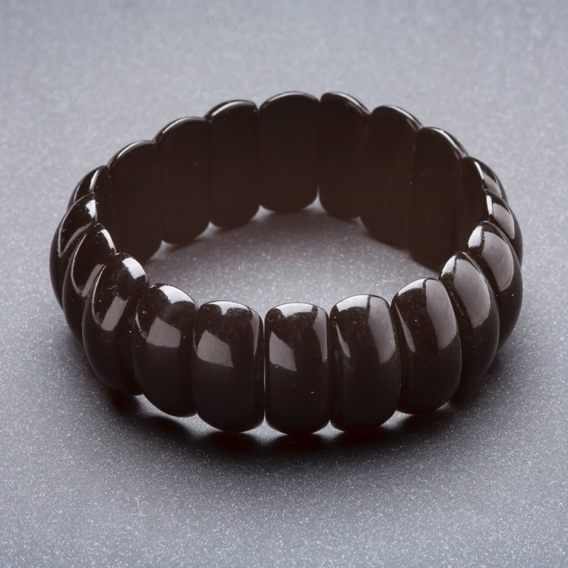 Bransoletka na gumce czarna z agatu 'łańcuszek' 22×8 mm