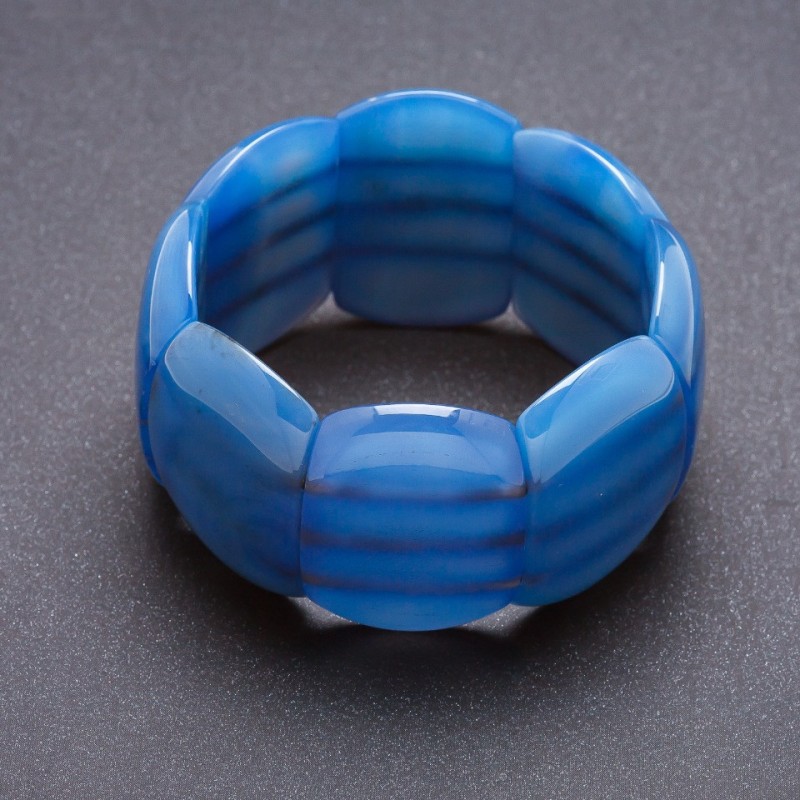 Bransoletka Elit Agat błękitna na gumce – zaokrąglone ogniwo 4×2,8 cm