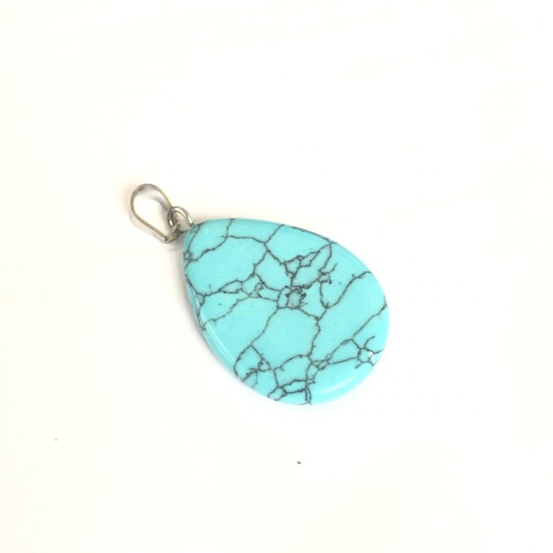 Wisiorek w kształcie kropli z zielonego turkusu (prasowany) 2,5 × 1,8 cm