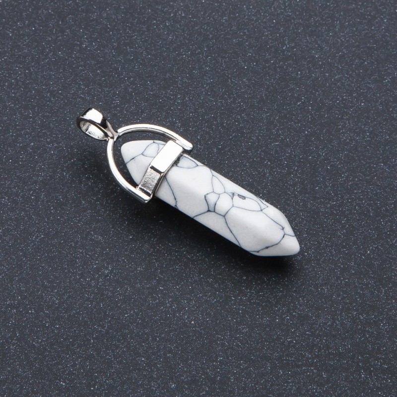 Zawieszka sześciokątna z kamienia kaholong 4×0,9 cm