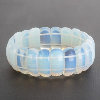 Bransoletka kamień księżycowy na gumce prostokątny łącznik 25x11-13 mm +