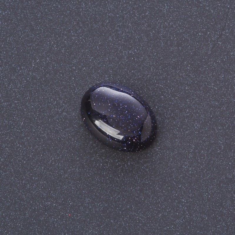 Kaboszon z naturalnego kamienia awenturyt niebieski piasek «Noc Kairu» 18×13 mm