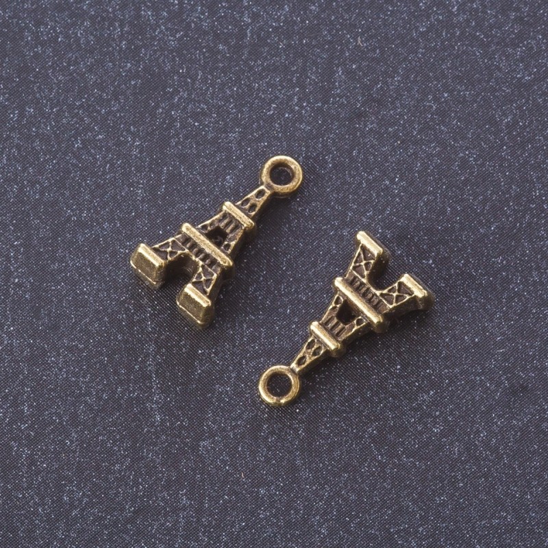 Zawieszka dekoracyjna „Wieża Eiffla” kolor metalu „brązowy” 1,6×0,8 cm, opakowanie 20 g +- 19 szt.