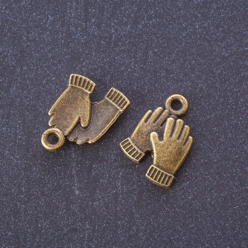 Zawieszka jubilerska „Ręce” w kolorze antycznego brązu, 18×13 mm, masa 20 g, opakowanie 17 szt.
