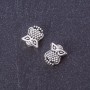 Koralik-wstawka w kształcie sowy, kolor metalu 'srebro', Ø 10×9 mm, opakowanie 20 g ±30 szt