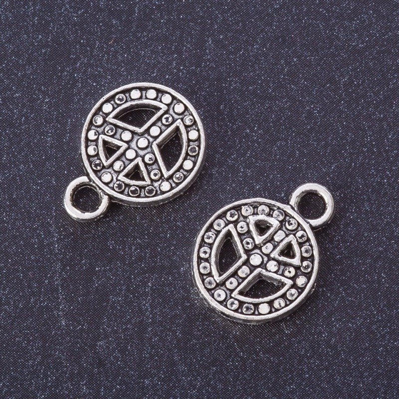 Zawieszka Moneta ze znakiem Pokoju, kolor metalu „srebro”, średnica 17×13 mm, opakowanie 20 g ±16 szt.