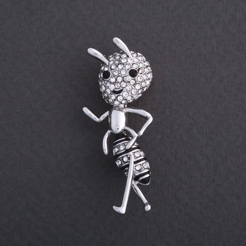 Broszka «Odważna Mrówka» 4×2 cm kolor metalu „srebrny”