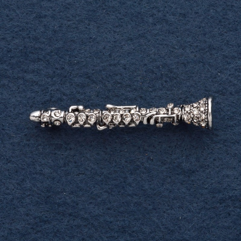 Broszka „Flet” 4,5 cm ze szarego metalu