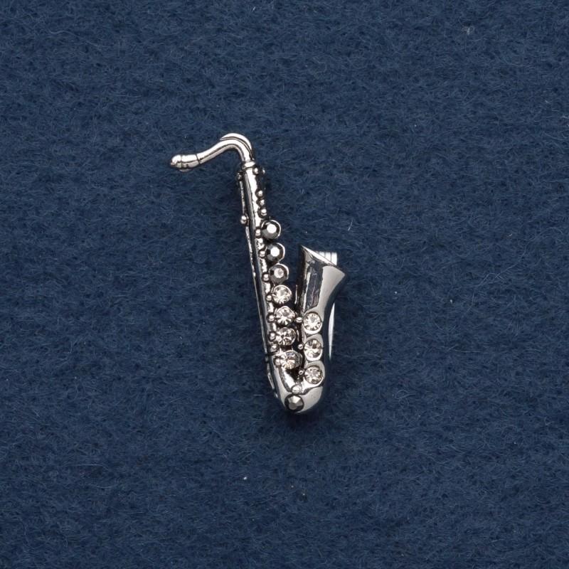 Broszka «Saksofon» 3×1 cm, kolor metalu: ciemne srebro