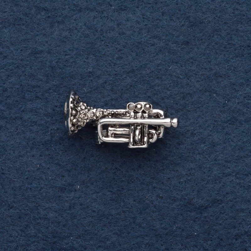 Broszka «Trąba» 3×0,5 cm ze szarego metalu