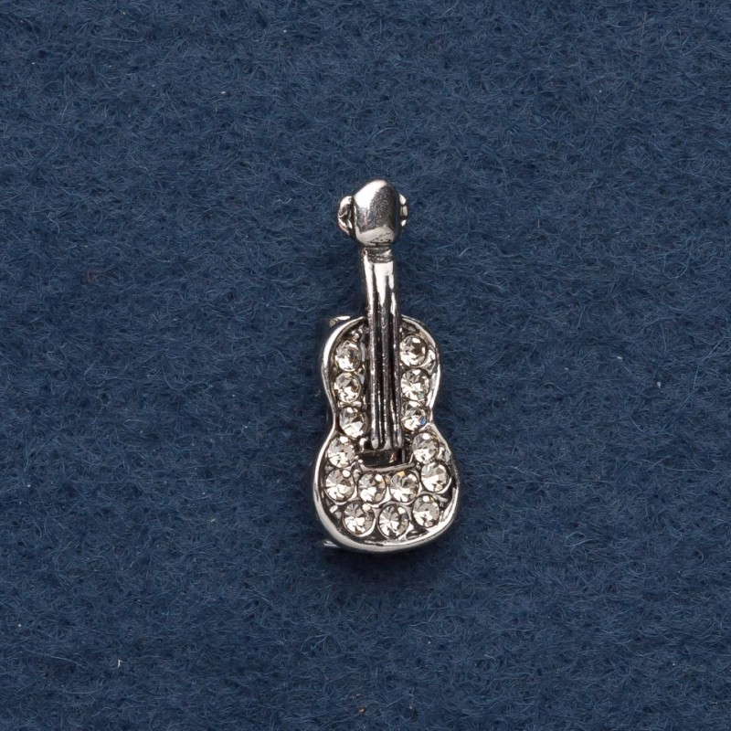 Broszka Skrzypce 2,5 × 1 cm ze szarego metalu