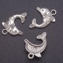 Zawieszka do biżuterii Delfin z szarego metalu, średnica 4 mm, długość 31 mm, kolor metalu: szary, wykończenie 20 g ± 8 sztuk