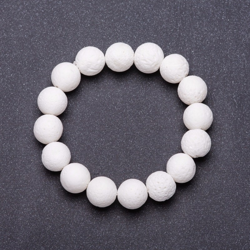 Bransoletka z naturalnego kamienia na gumce, biały koral gąbczasty, średnica 12 mm, długość 18 cm
