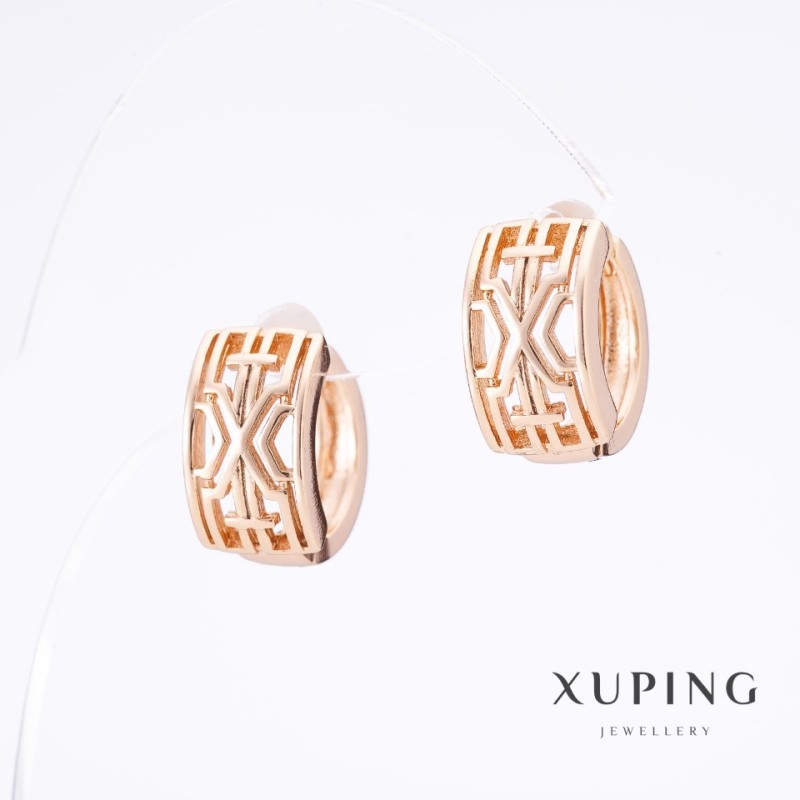 Kolczyki Xuping «Słowiańka» pozłacane 18K, długość 1,5 cm, grubość 8,5 mm