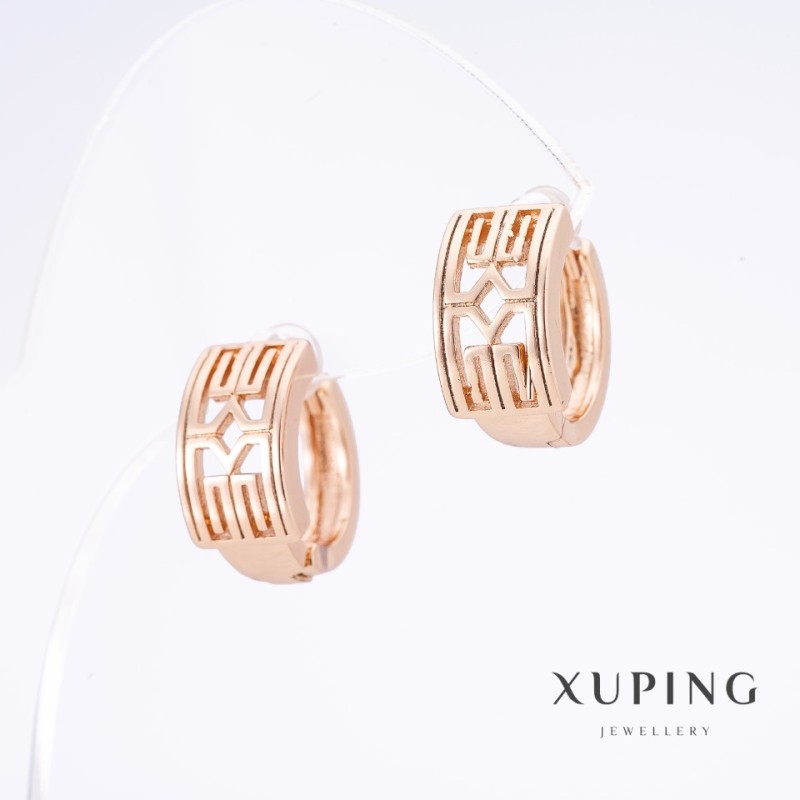 Kolczyki Xuping pozłacane 18K, długość 1,5 cm, grubość 7,5 mm