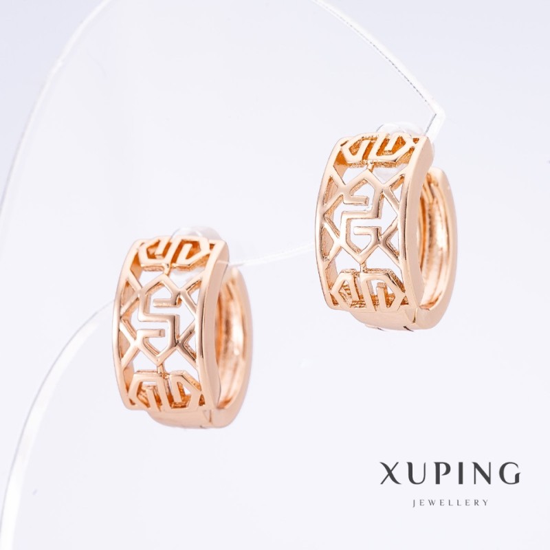 Kolczyki Xuping pozłacane 18K, długość 1,5 cm, grubość 8 mm