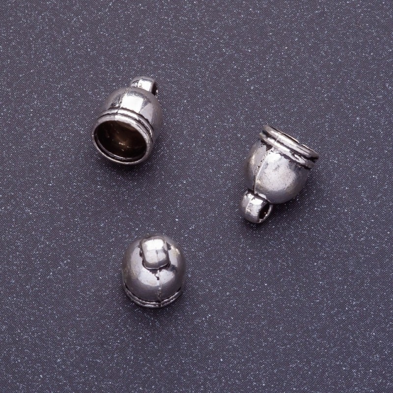 Końcówka do biżuterii, długość 11×7,5 mm, d2–5 mm, d3–1,5 mm, kolor srebrny, wykończenie 20 g ± 25 szt.