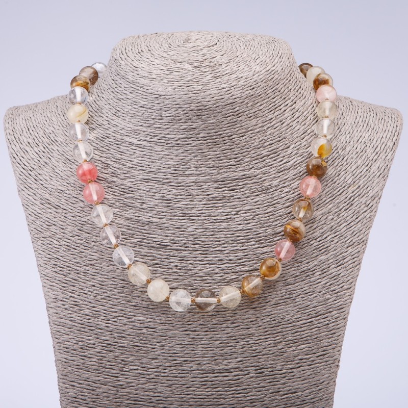 Naszyjnik z naturalnego chalcedonu, średnica 10 mm, długość 45 cm