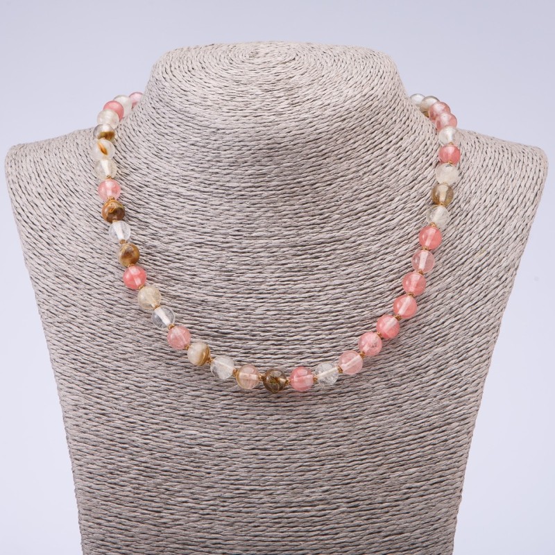 Naszyjnik z naturalnego chalcedonu, średnica 8 mm, długość 45 cm