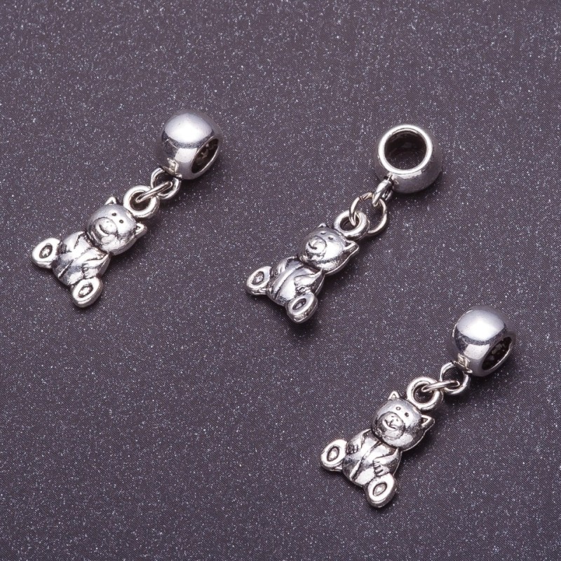 Bajl z zawieszką «Niedźwiedź Pandora», długość 3 cm, zestaw 5 sztuk