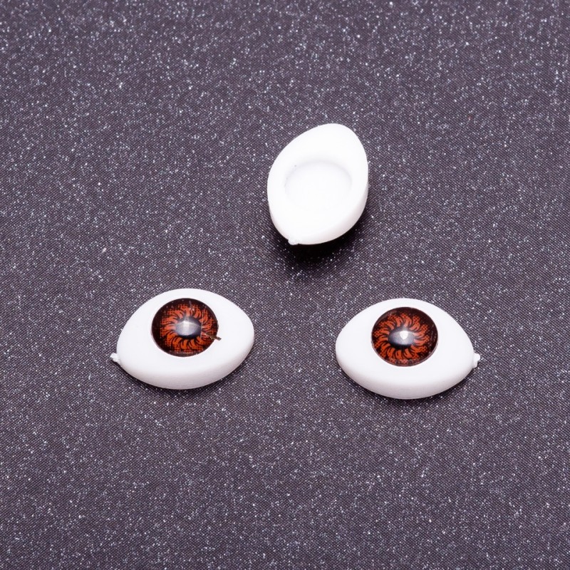 Okucia „Żywe oczy” para w kolorze brązowym, źrenica, średnica 6 mm, kształt 8×12 mm, 50 par