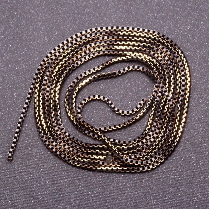 Furnitura jubilerska do łańcuszka «kwadrat» na metry, kolor «czarne złoto», średnica 1,6 mm, cena za metr