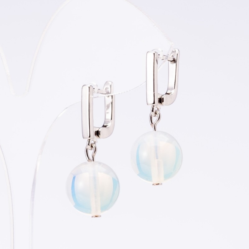 Kolczyki „Eleganckie” z kamieniem księżycowym, średnica 12 mm, długość 3 cm