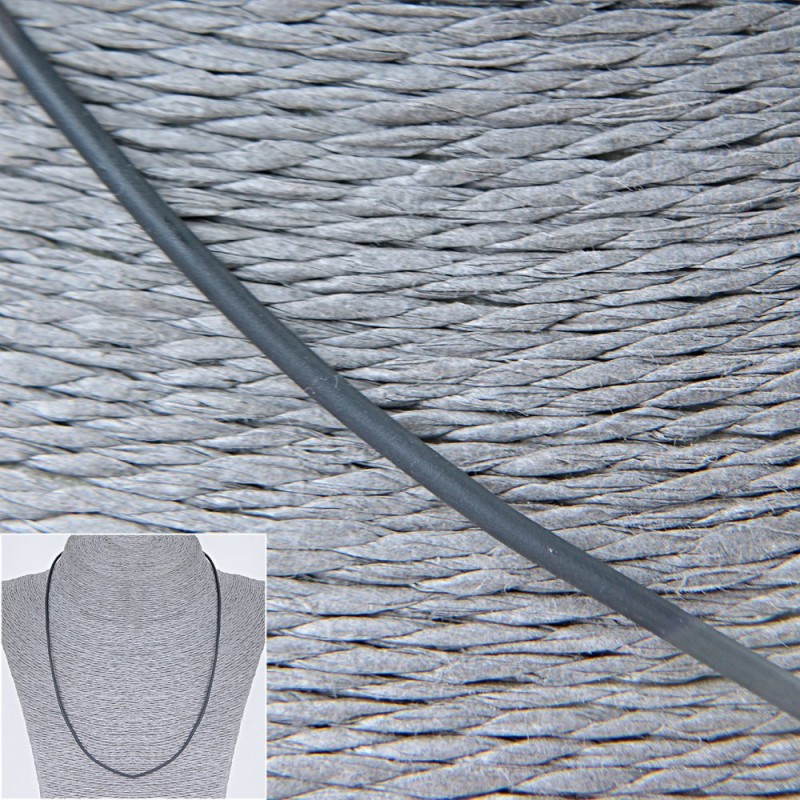 Cena za opakowanie / 10 szt. Sznurek kauczukowy szary z zamkiem, średnica 2,5 mm, długość 50–55 cm +