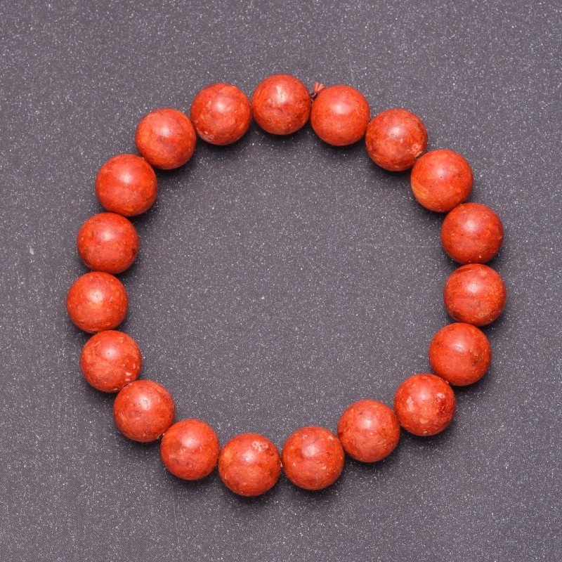 Bransoletka z naturalnego koralu porowatego na gumce, średnica 10 mm, długość 18 cm