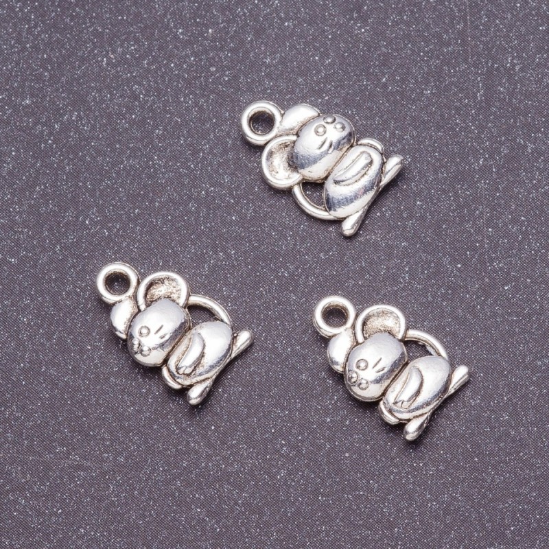 Zawieszka «Myszka» – metal szary, rozmiar 15×9 mm, waga 20 g, ±20 szt.