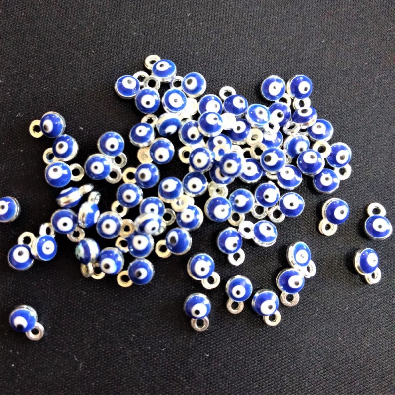 Zawieszka „oczy”, średnica 4 mm, długość 6 mm, emaliowana, metal szary, 14 szt.