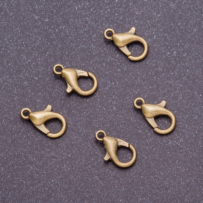 Zapięcie karabińczyk, średnica 6 mm, długość 12 mm, kolor metalu: brązowy (opakowanie 10 szt.)