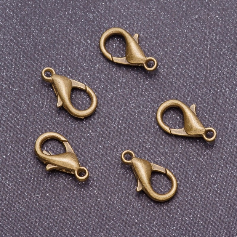 Zapięcie karabinkowe, średnica 7,5 mm, długość 14 mm, kolor metalu: brązowy (opakowanie 10 szt.)