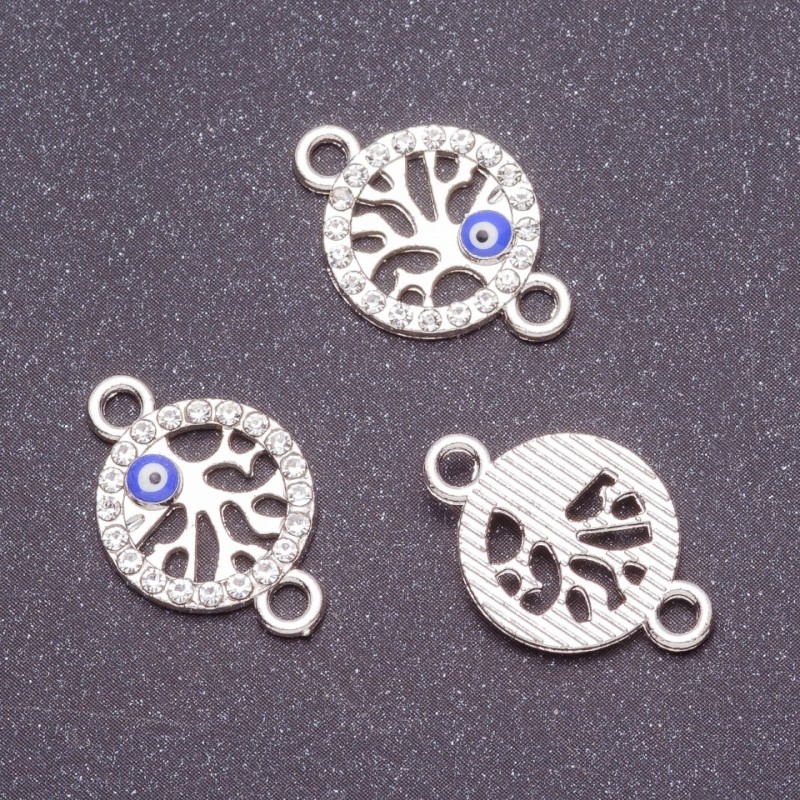 Konektor jubilerski Drzewo oczu, średnica 14 mm, L0 mm, kolor metalu 'srebro' op. 3 szt.